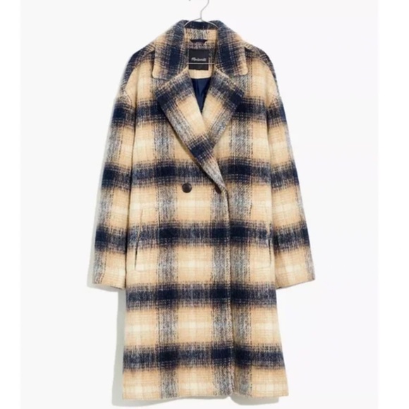 Madewell Plaid Coat in Black and Cream - Picture 6 of 9